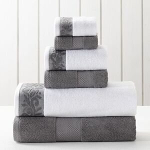 Modern Threads -  100% Cotton 6-Piece Jacquard Towel  Charcoal
